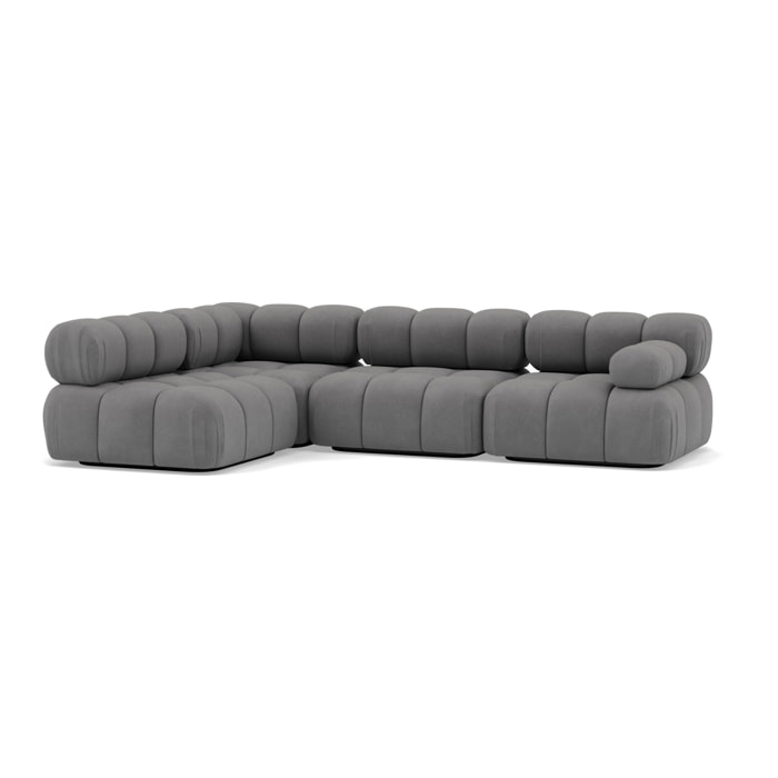 Ruby - canapé modulable d'angle gauche 5 places en velours texturé - Gris