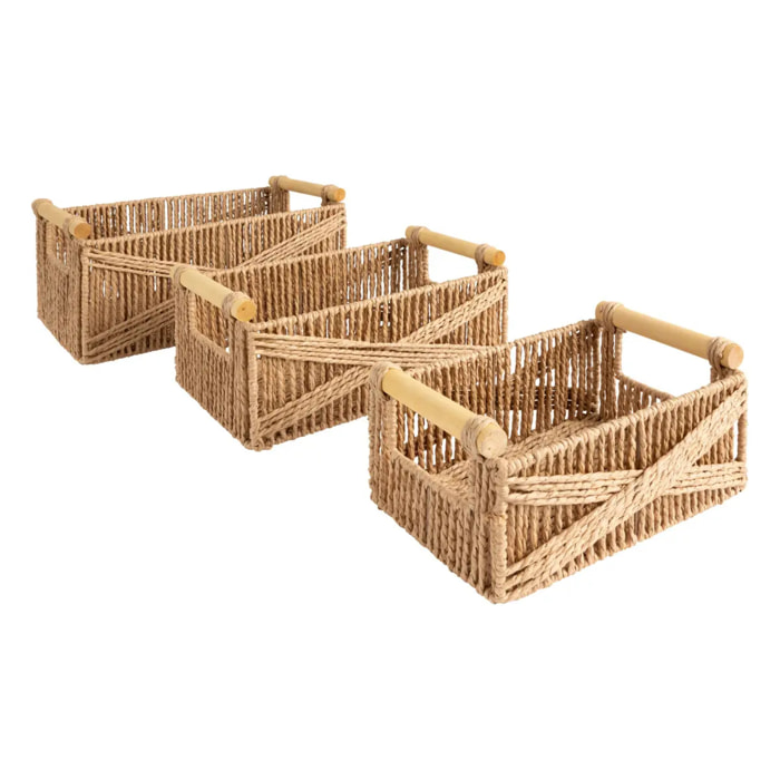 Lot de 3 caisses Eugène beige L26/31/36cm