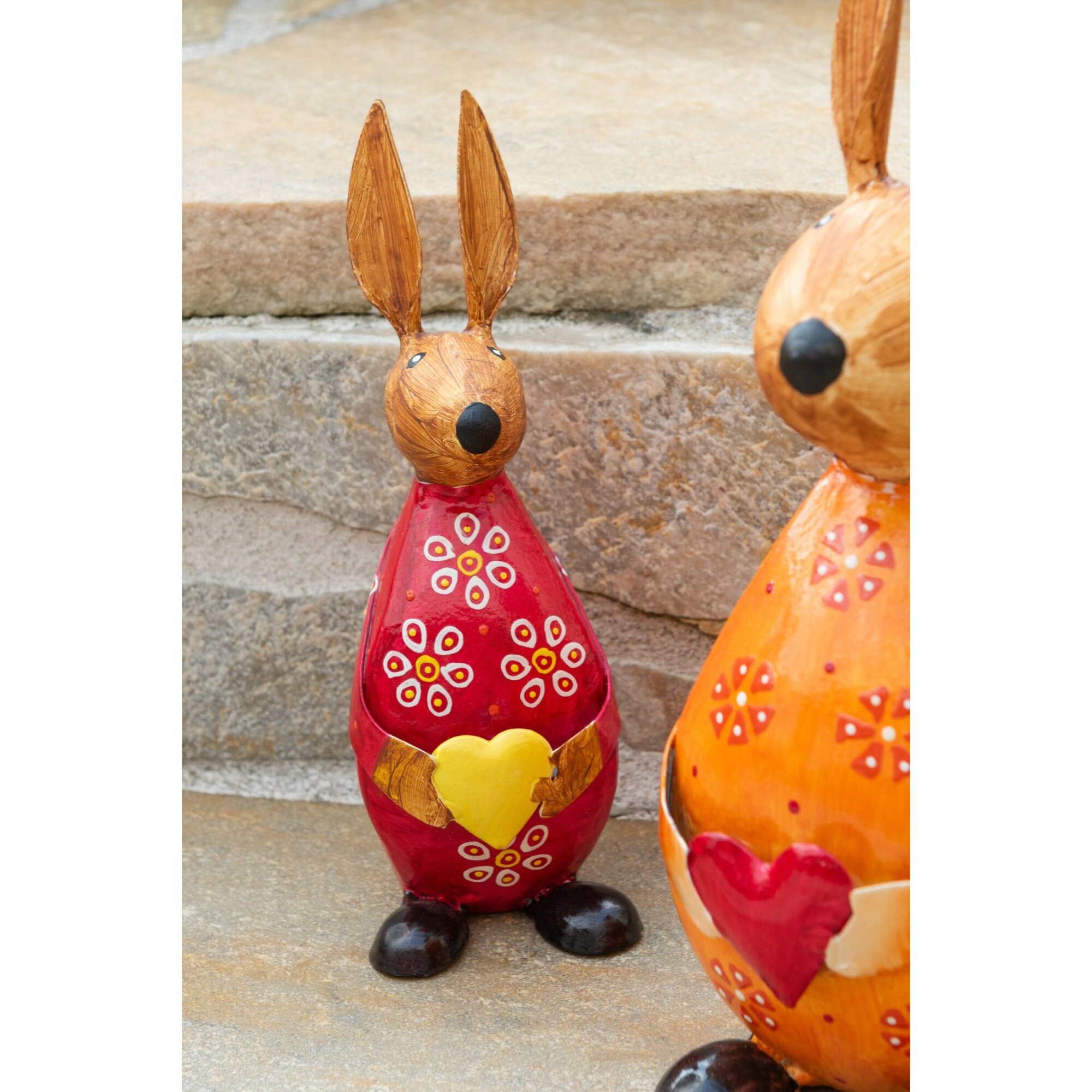 J-Line figurine Lapin Tenant Coeur - fer - mix - small - 3 pièces