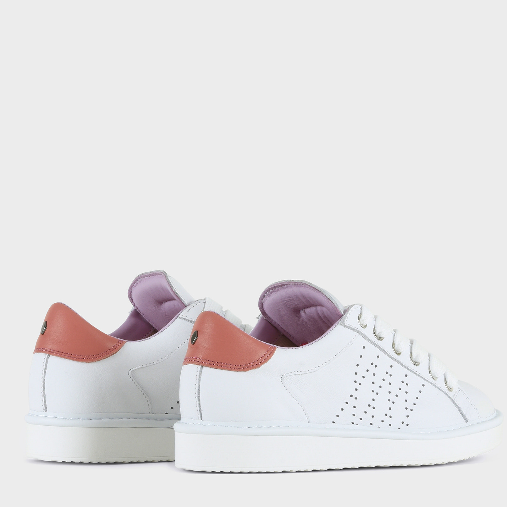 ZAPATO CON CORDONES MUJER P01 DE PIEL BLANCO CORAL