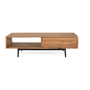 Table Basse en Bois d’Acacia 120 cm Style Rustique Moderne