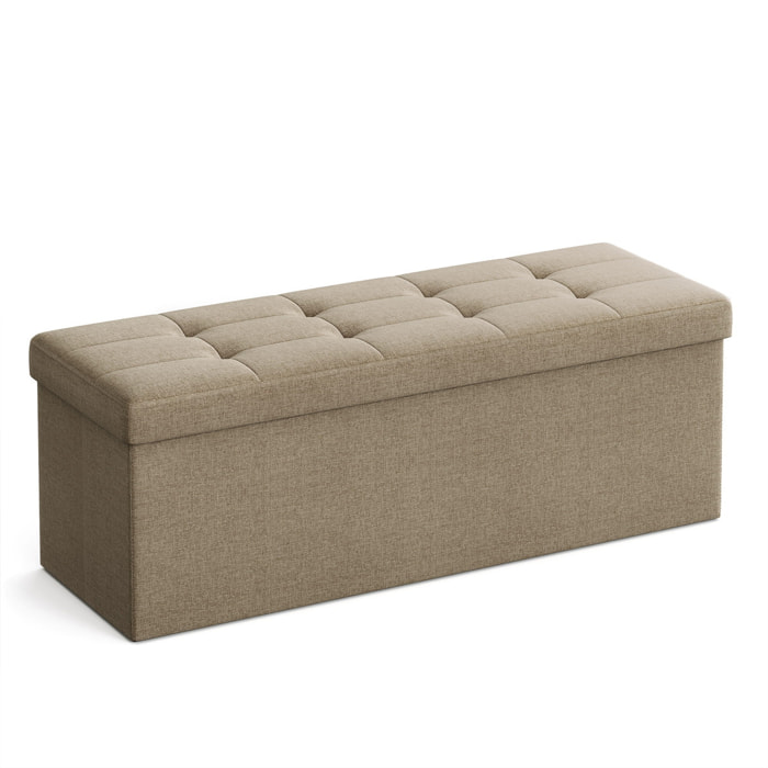 Panca contenitore pieghevole in tessuto effetto lino taupe