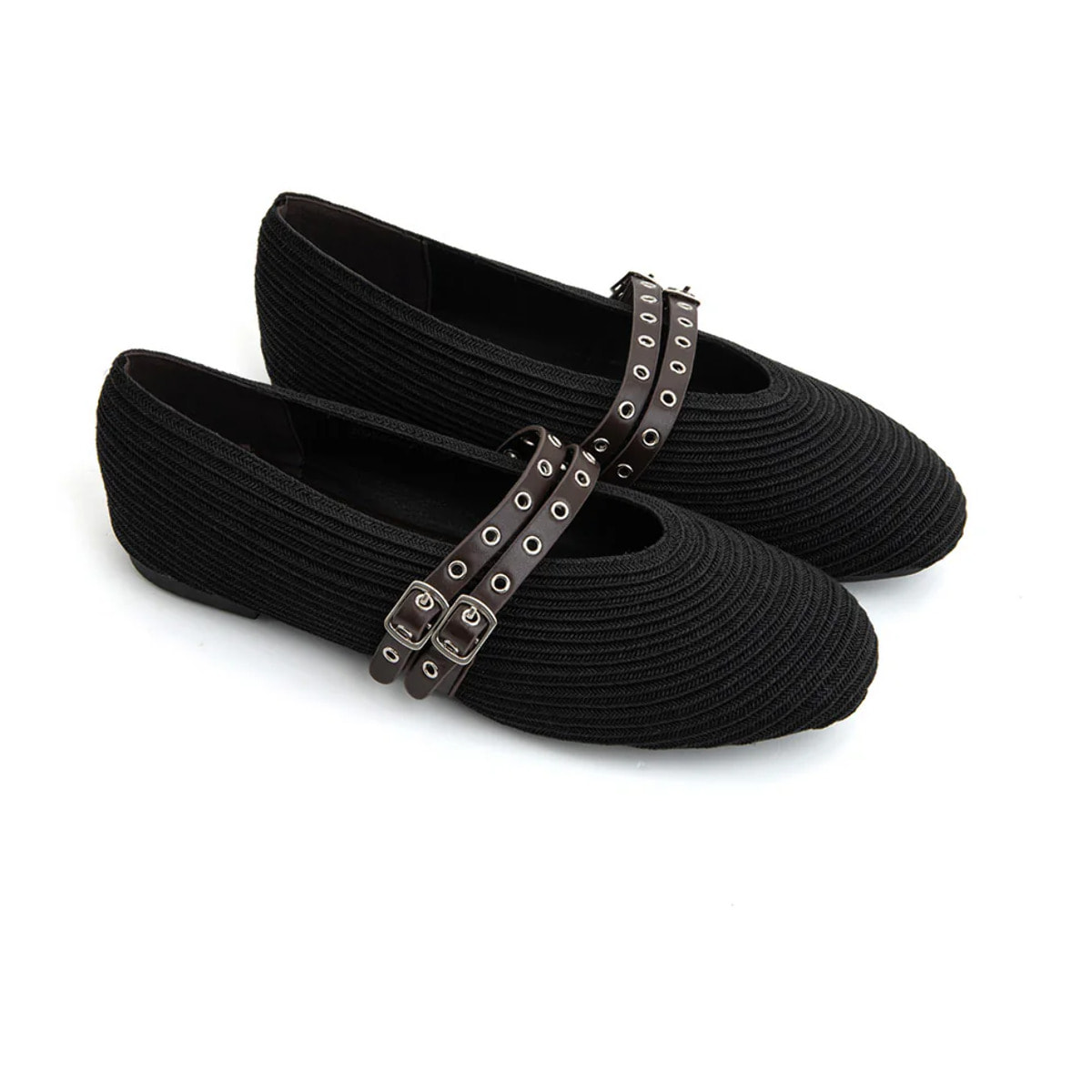 Ballerina rock-edge con punta stondata - NERO