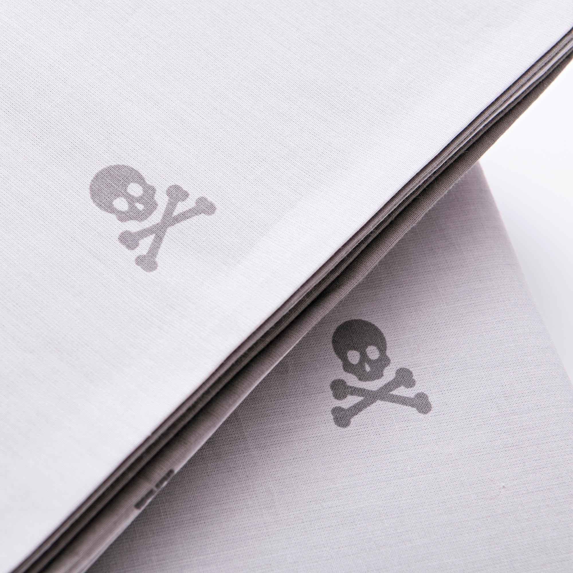 Set cama funda nórdicay 2 fundas almohada, 100% algodón, gris oscuro & gris claro calaveras scalpers home