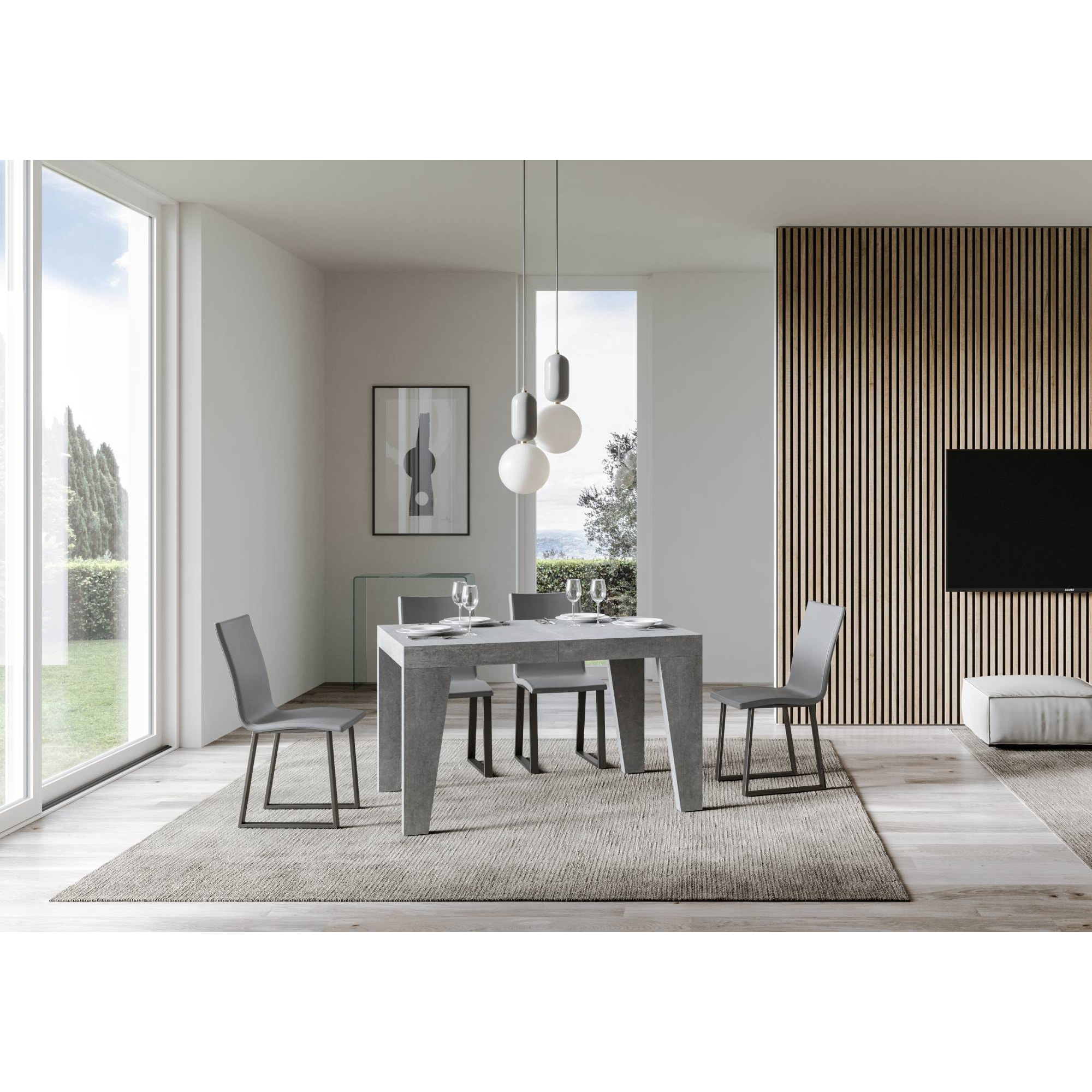 Table extensible 90x130/234 cm Naxy Premium Gris Béton