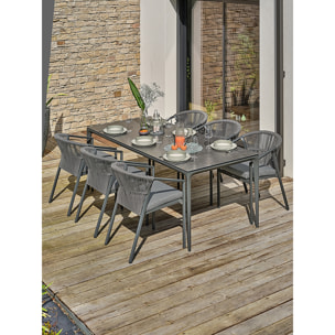 TIGUA - Ensemble repas jardin 6 places en Céramique - Gris anthracite