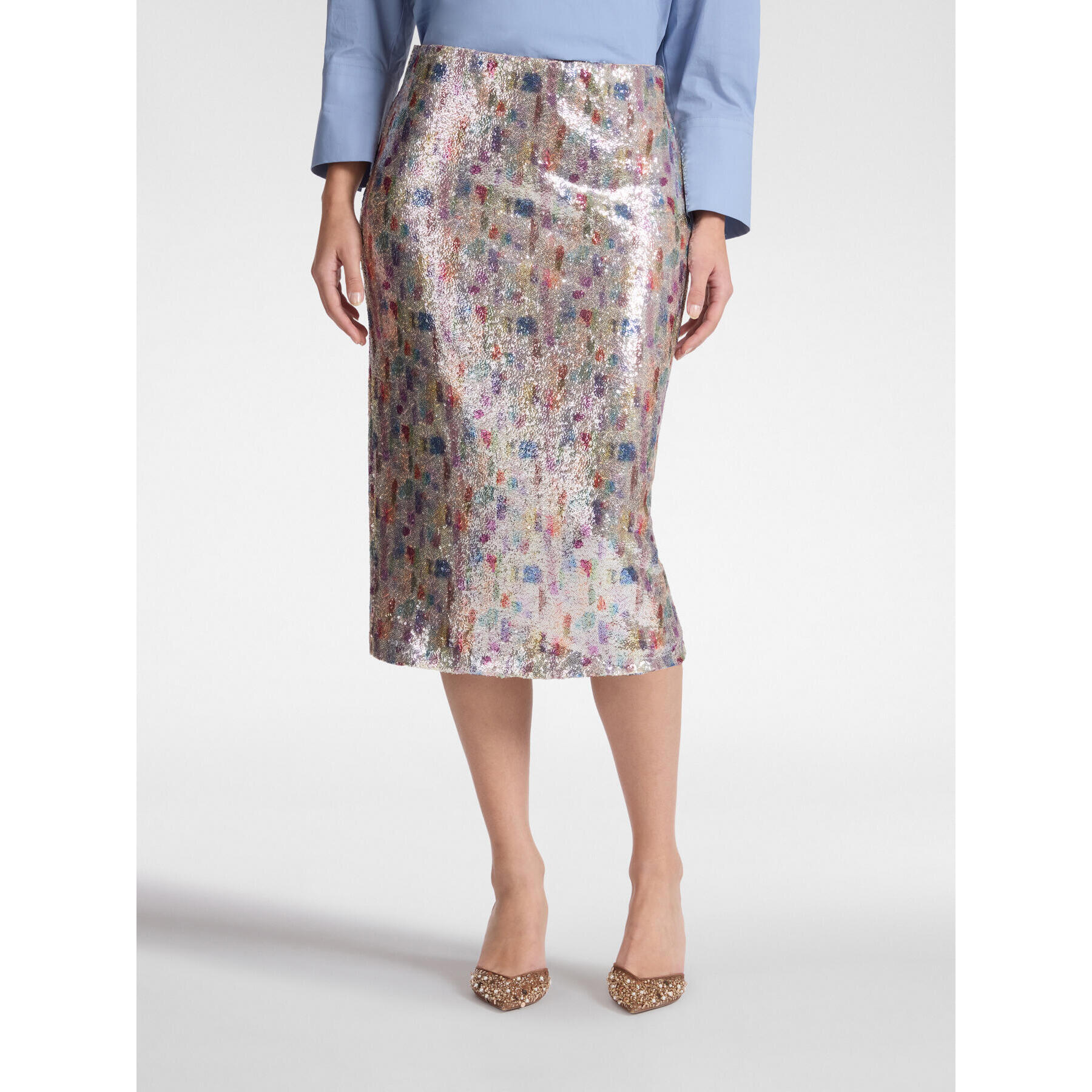 Elena Mirò - Falda de tul con lentejuelas - Gris