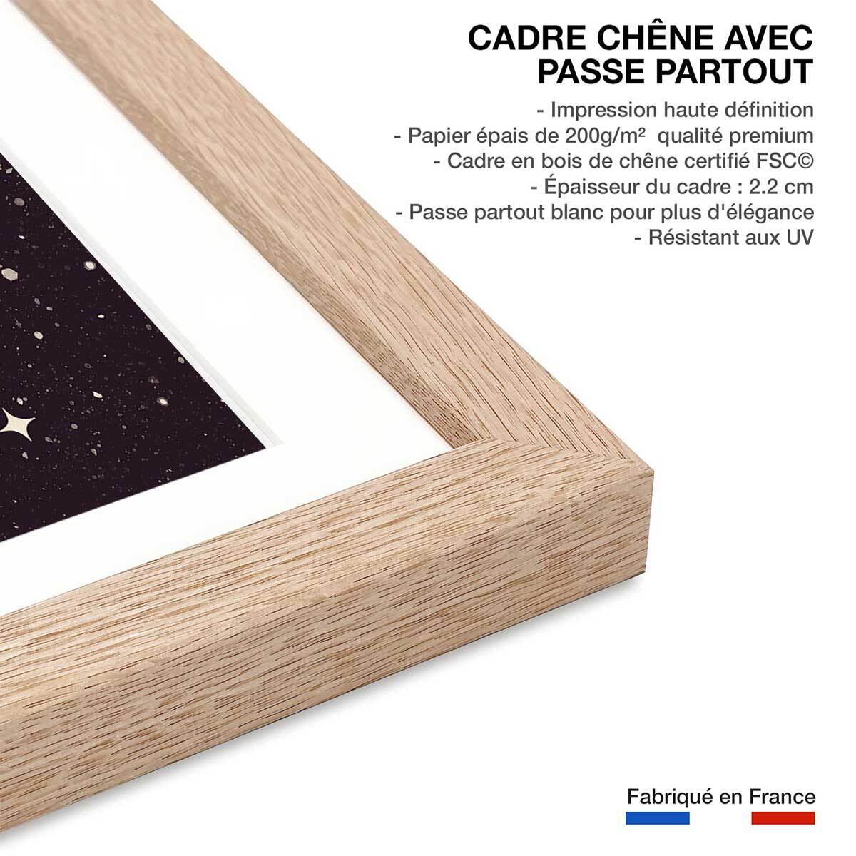Affiche enfant space tondeuse  Affiche + cadre en bois - Chêne