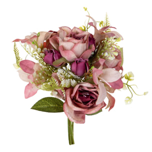 Bouquet Romantico - Pezzi 4 - Colore: Rosa - 18xH32x18cm - Bianchi Dino -