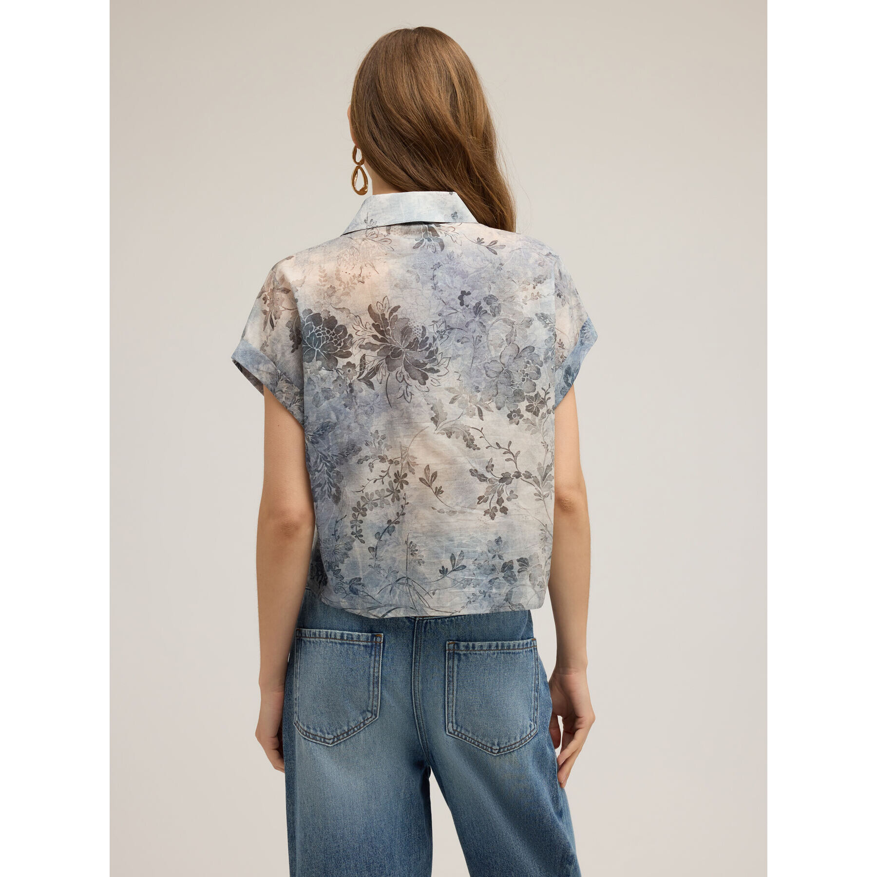 Motivi - Camisa cropped de muselina de algodón - Light - blue