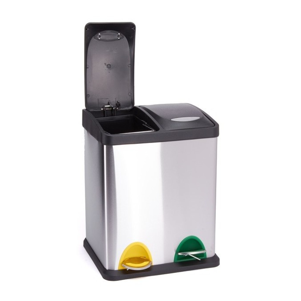 Poubelle à  pédale Tri sélectif Inox 2 bacs 8L MSV