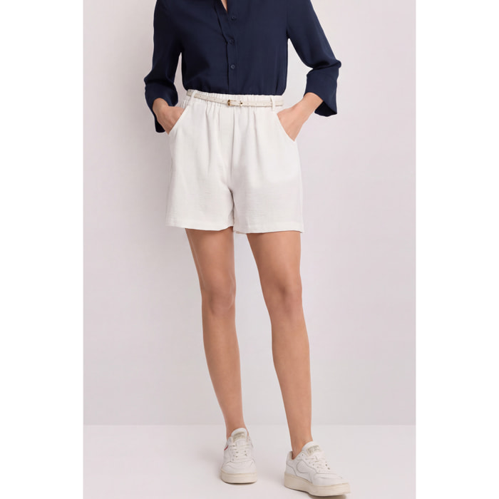 Kocca - Pantaloni corti con cintura Donna, Tinta unita
