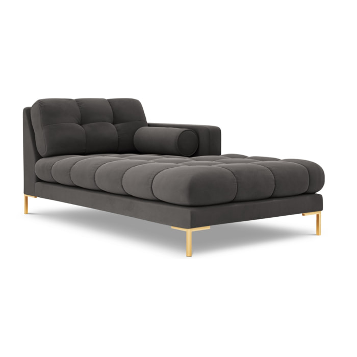 Méridienne droite "Bali" en velours gris foncé