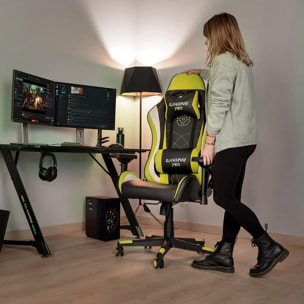 Silla de oficina gaming, silla con reposabrazos 4D, amarillo