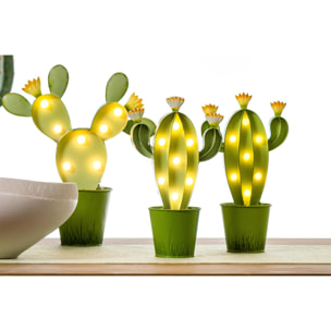 Cactus Con Luci. Altezza 24 Cm - Pezzi 1 - 13X24X8cm - Colore: Verde - Bianchi Dino - Decori Casa E Complementi