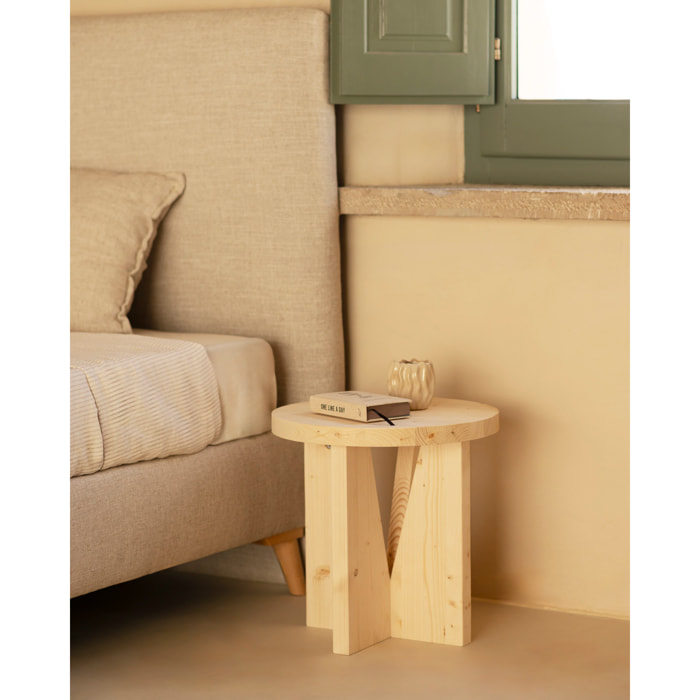 Table de chevet en bois massif en ton naturel de 40x40cm Hauteur: 40 Longueur: 40 Largeur: 40