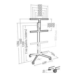 Pied TV ERARD KANA1400XL BOIS 40 à 80 pouces