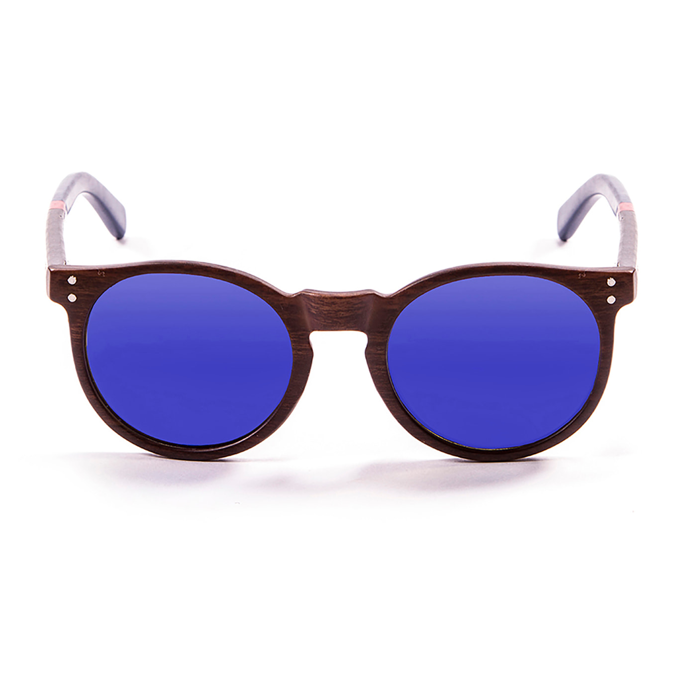 Gafas de sol OCEAN LIZARD WOOD - Bambú natural oscuro & patillas madera oscuro natural rojo-azul / Revo azul