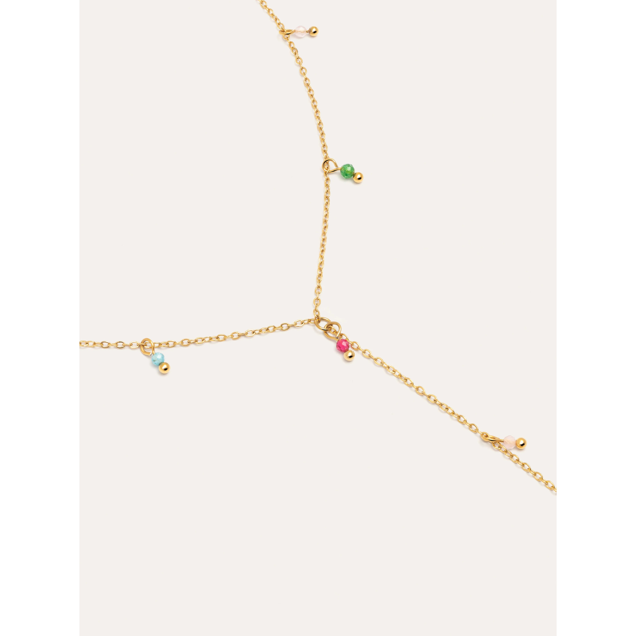 Collana Y Mini Stone Colors  in Acciaio Placcato Oro