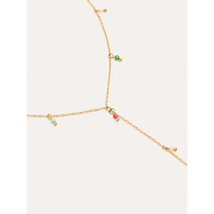 Collana Y Mini Stone Colors  in Acciaio Placcato Oro