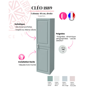 Colonne de salle de bain Cléo 1889 bleu orage velours version droite