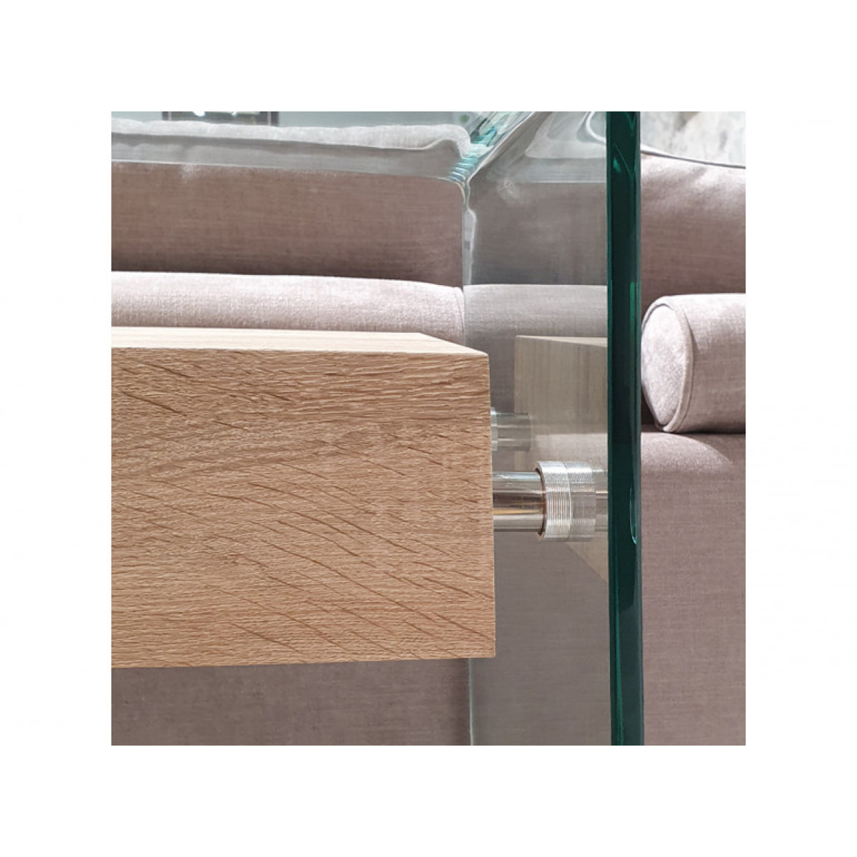 Console en verre trempé et caisson avec tiroirs en bois - GLASS