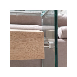 Console en verre trempé et caisson avec tiroirs en bois - GLASS