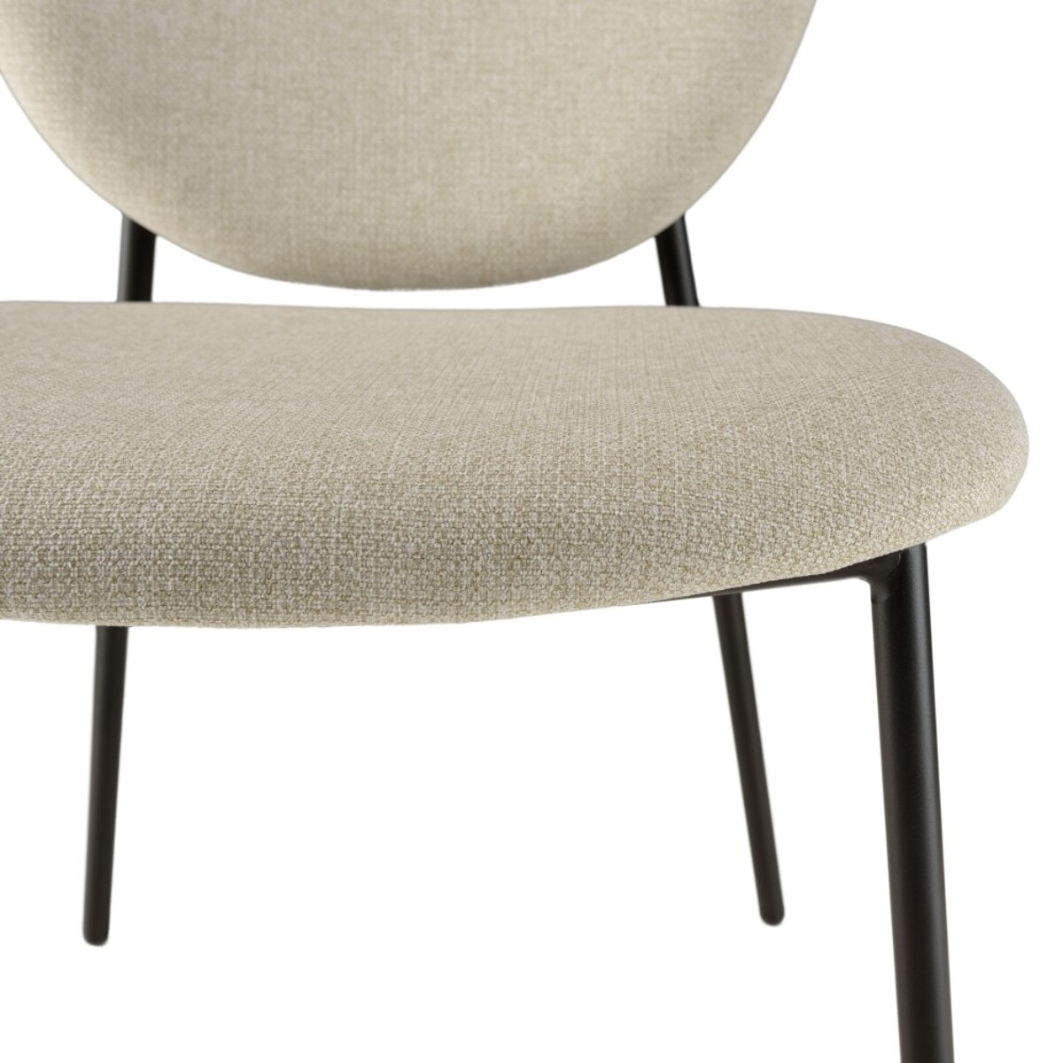 TOM - Lot de 2 chaises tissu écru pieds acier noir