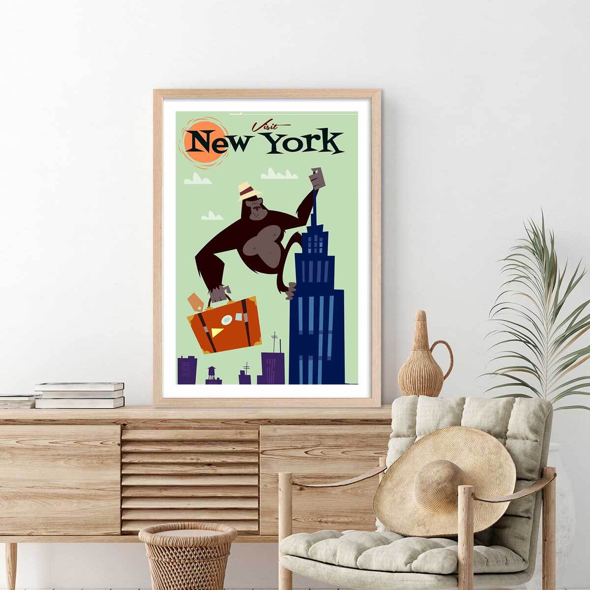 Affiche King- Kong Affiche + cadre en bois - Chêne