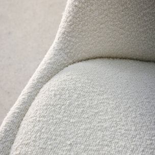 Lot de 4 chaises scandinaves revêtement bouclette texturée blanc. pieds bois de hêtre - Nils