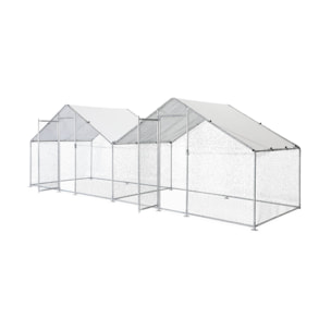 Enclos pour poulailler 2x6m² - Babette - Volière en acier galvanisé. bâche de toit imperméable et anti UV. porte avec loquet. enclos pour animaux 6x2m