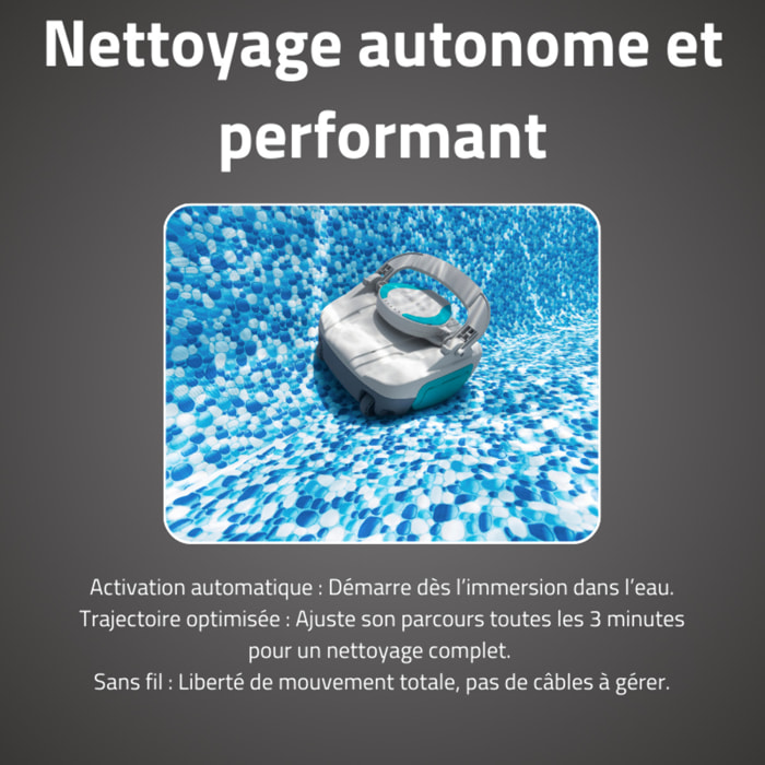 Bestway Robot piscine sans fil Quartz nettoyage fond plat 10 m² max