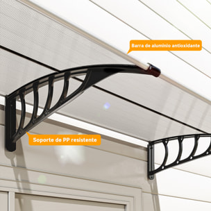 Marquesinas Exterior para Puertas y Ventanas 200x96x27 cm Tejadillo de Protección contra Sol y Lluvia con Soporte de Aleación de Aluminio PP Policarbonato Transparente