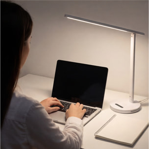 Forlight Avance Flexo led táctil con Regulador de Intensidad y Temperatura de luz. Cargador para móvil de inducción. Blanco.