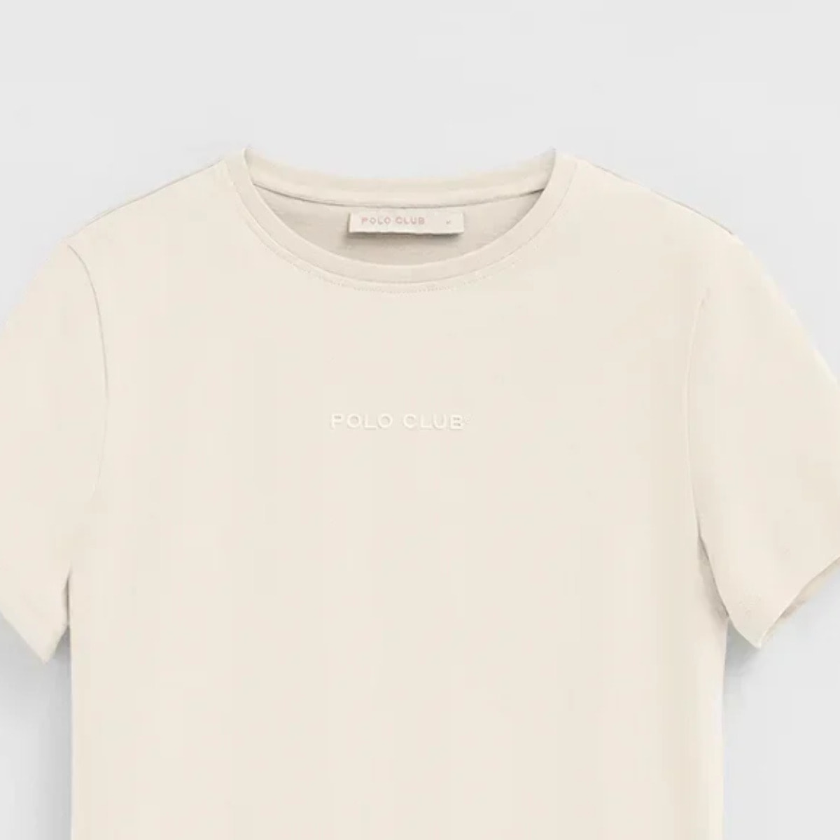 Maglietta ecrù a maniche corte e fit dritto con logo in gomma Polo Club