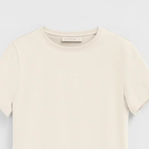 Maglietta ecrù a maniche corte e fit dritto con logo in gomma Polo Club