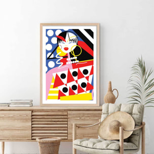 Affiche la vie trépidente d'une femme! Affiche + cadre en bois - Chêne