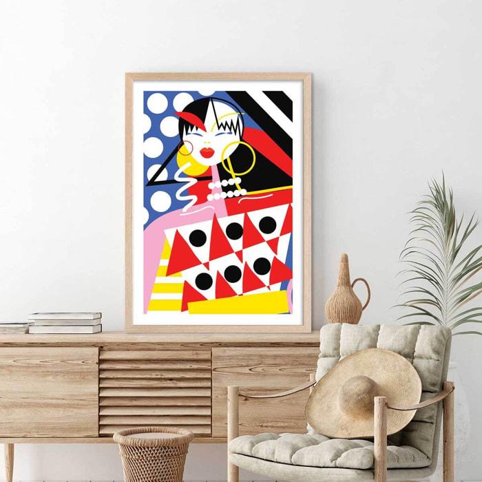 Affiche la vie trépidente d'une femme! Affiche + cadre en bois - Chêne