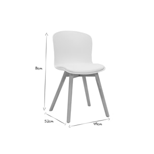 Chaises blanches et bois clair massif (lot de 2) ARISTA