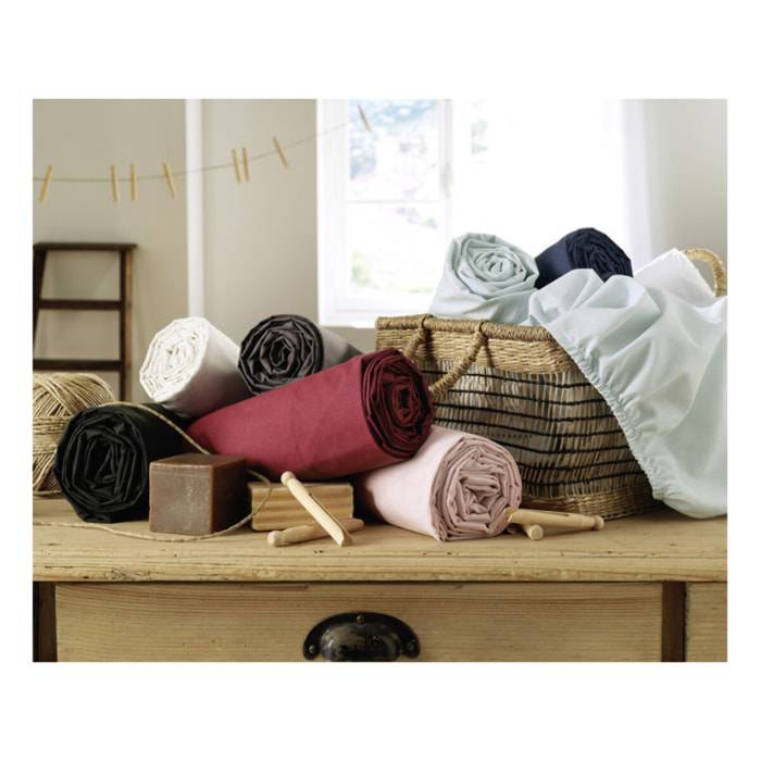 Drap housse 180 x 200 cm en coton avec bonnet H. 30 cm - AMBRE