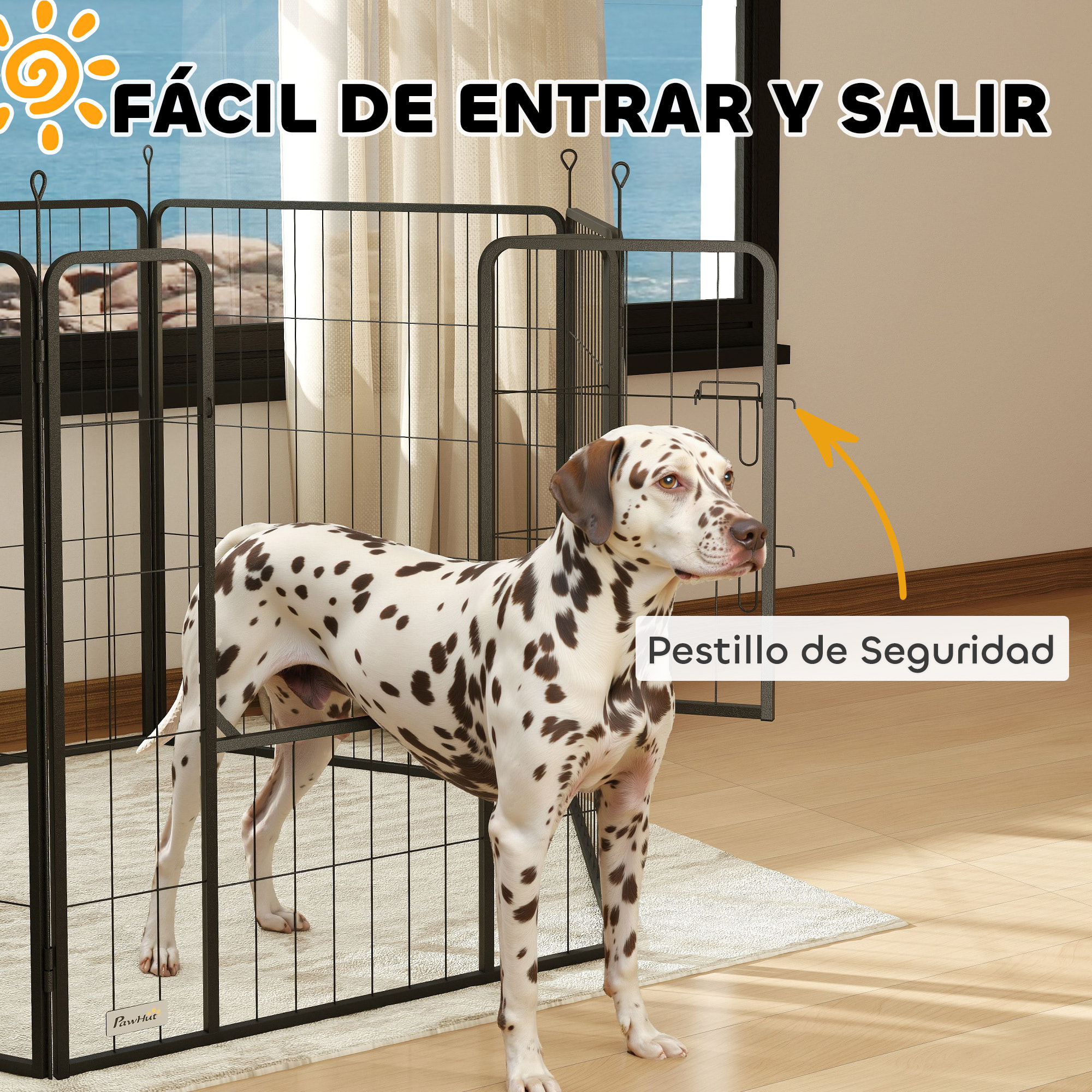 Parque para Perros de 6 Paneles de 100 cm de Altura, Vallas para Perros de Acero Plegable, con Puerta, para Interior y Exterior, Negro
