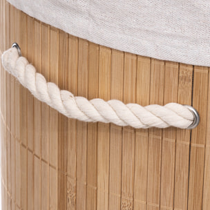 Panier à linge rond en bambou 48L - Naturel