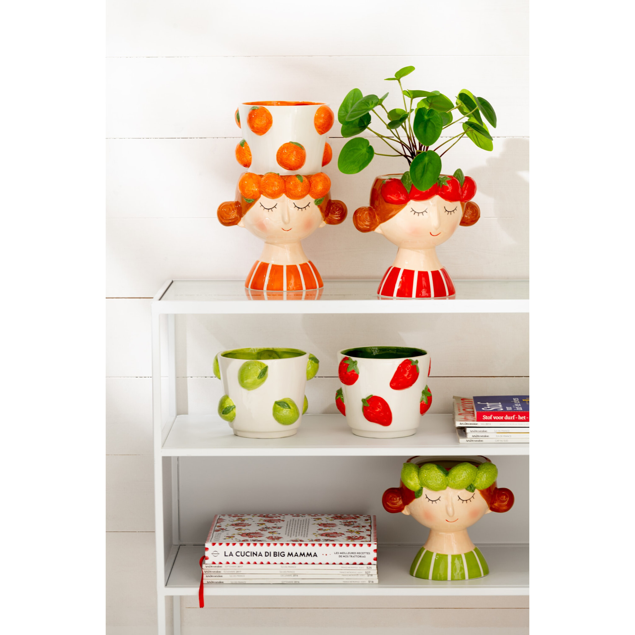 J-Line cache-pot 2 Parties Fille - céramique - orange