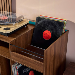 Meuble vinyle vintage bicolore décor bois et fond coloré 100cm NEPAL