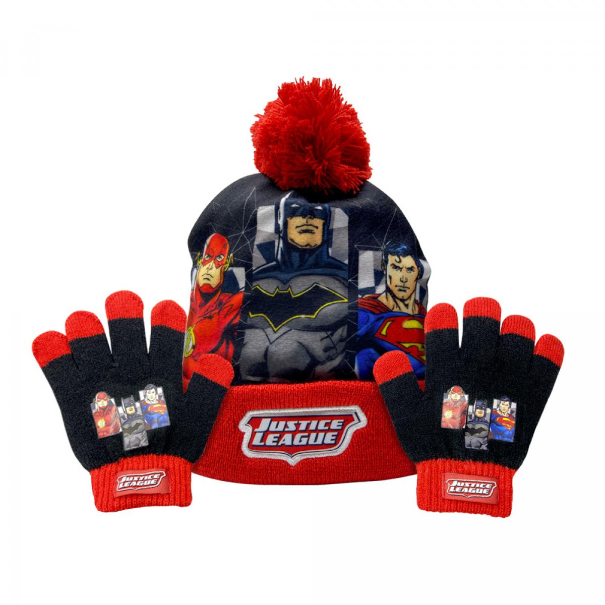 Klamasté Cappello Con Pompon e Guanti Justice League DC Comics Bambino 3-6 anni