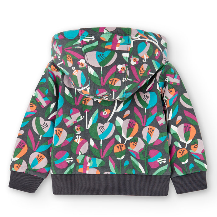 Chaqueta felpa flores de bebé niña