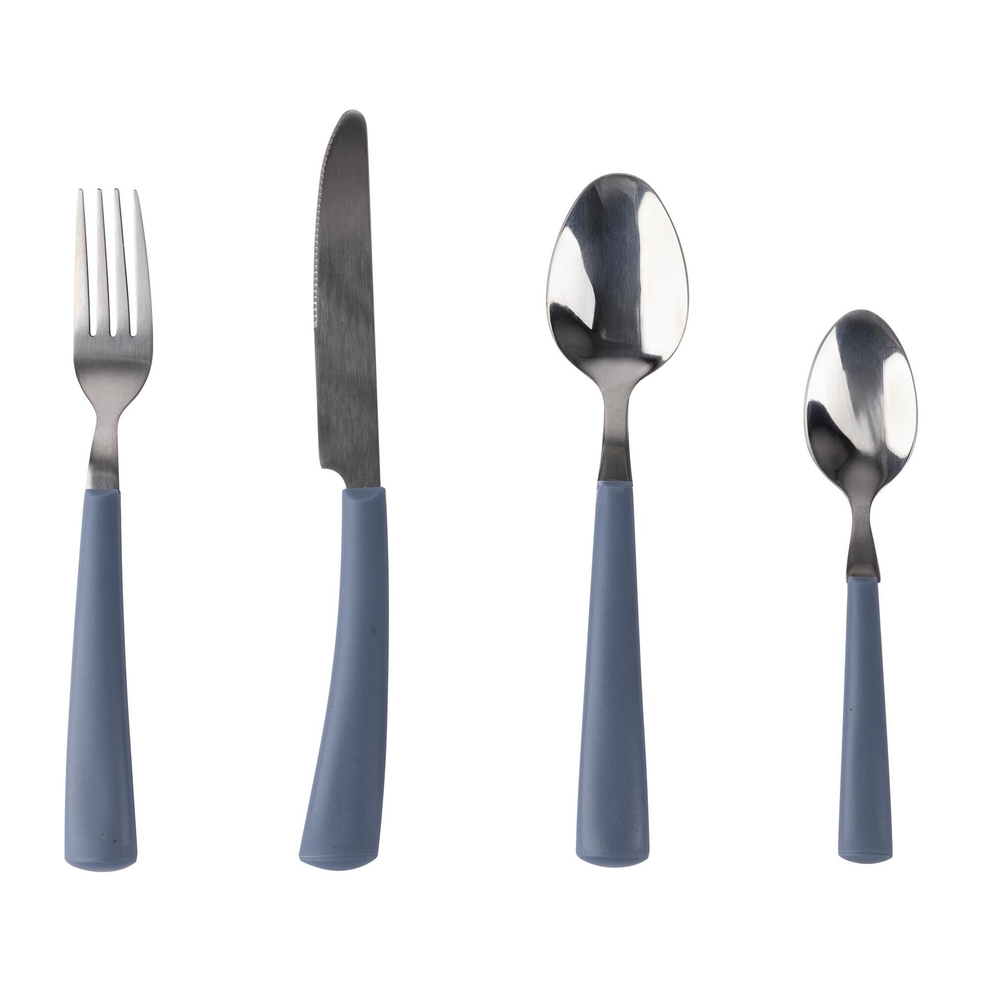 Set de 16 pzs cubiertos en acero inoxidable color azul san ignacio