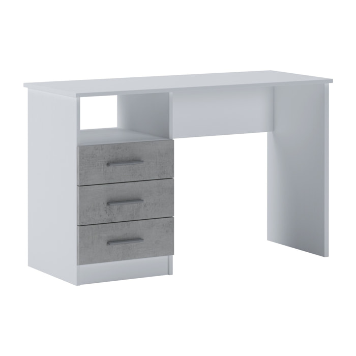 Scrivania Ardauli, Scrittoio multiuso, Tavolo per ufficio porta PC, Piano di lavoro, 120x48h75 cm, Bianco e Cemento