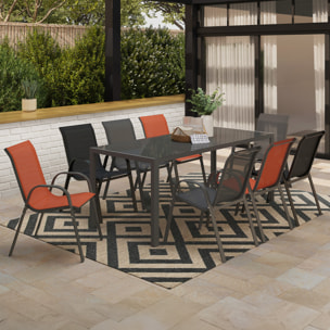 Ensemble repas Formentera 8 places chaises multicolores