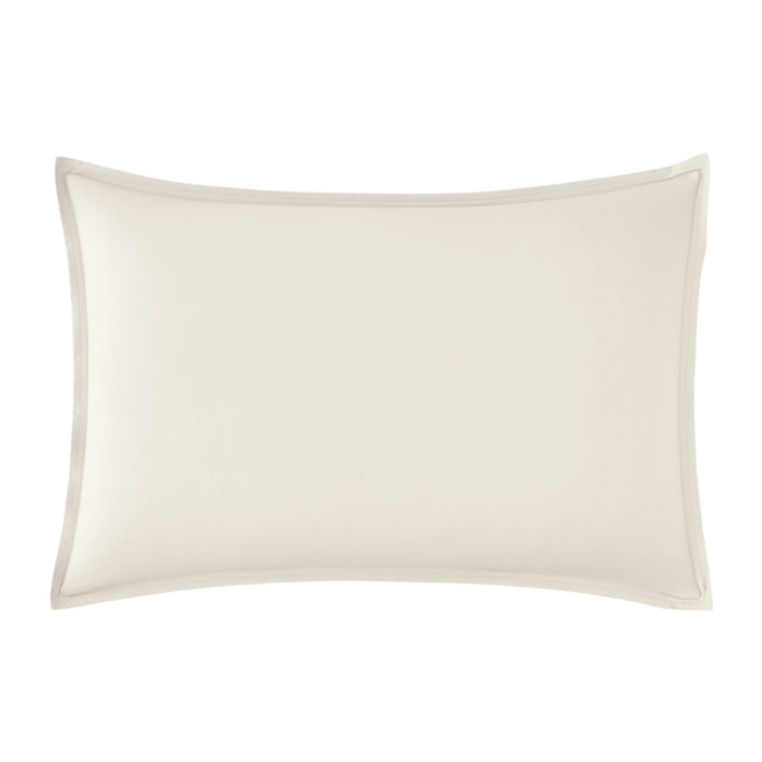 Taie d'oreiller unie en percale de coton, PREMIÈRE, Meringue
